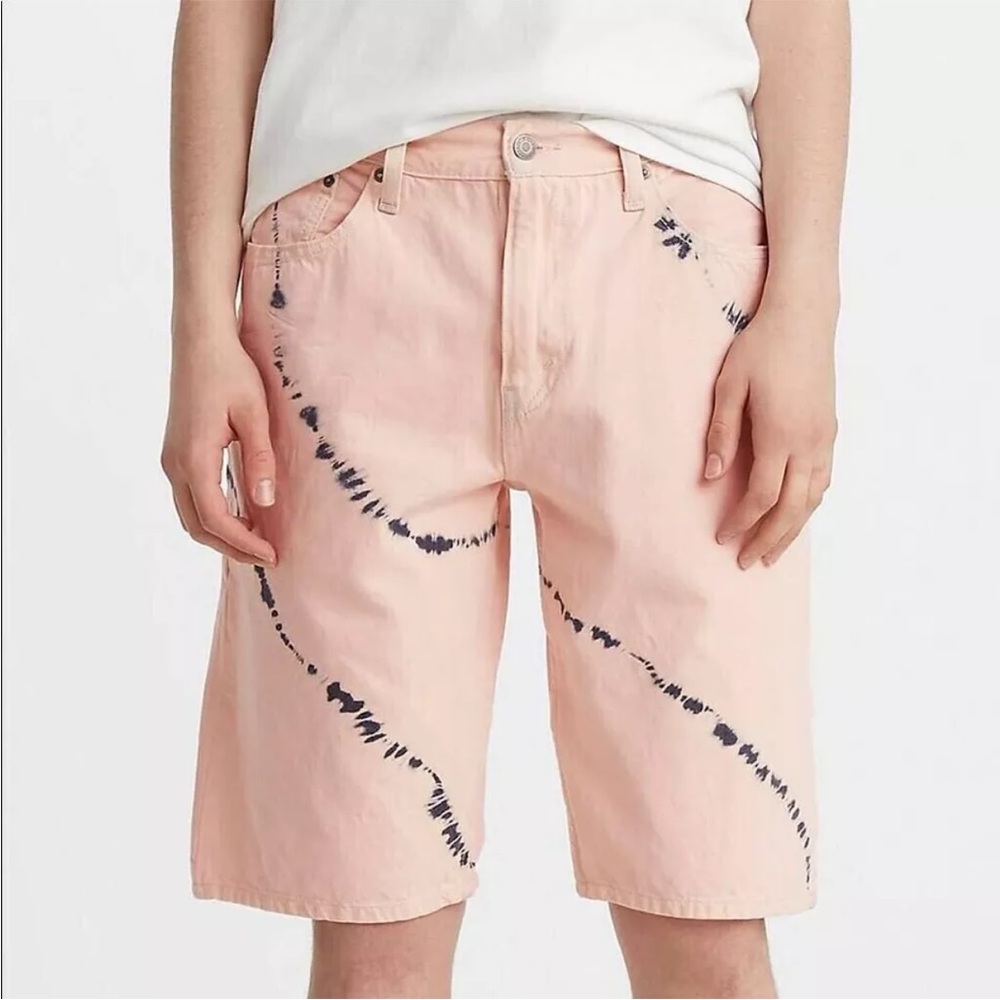 569 Loose Straight Shorts Pink Tie Dye